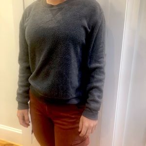 Gray fuzzy crewneck sweatshirt